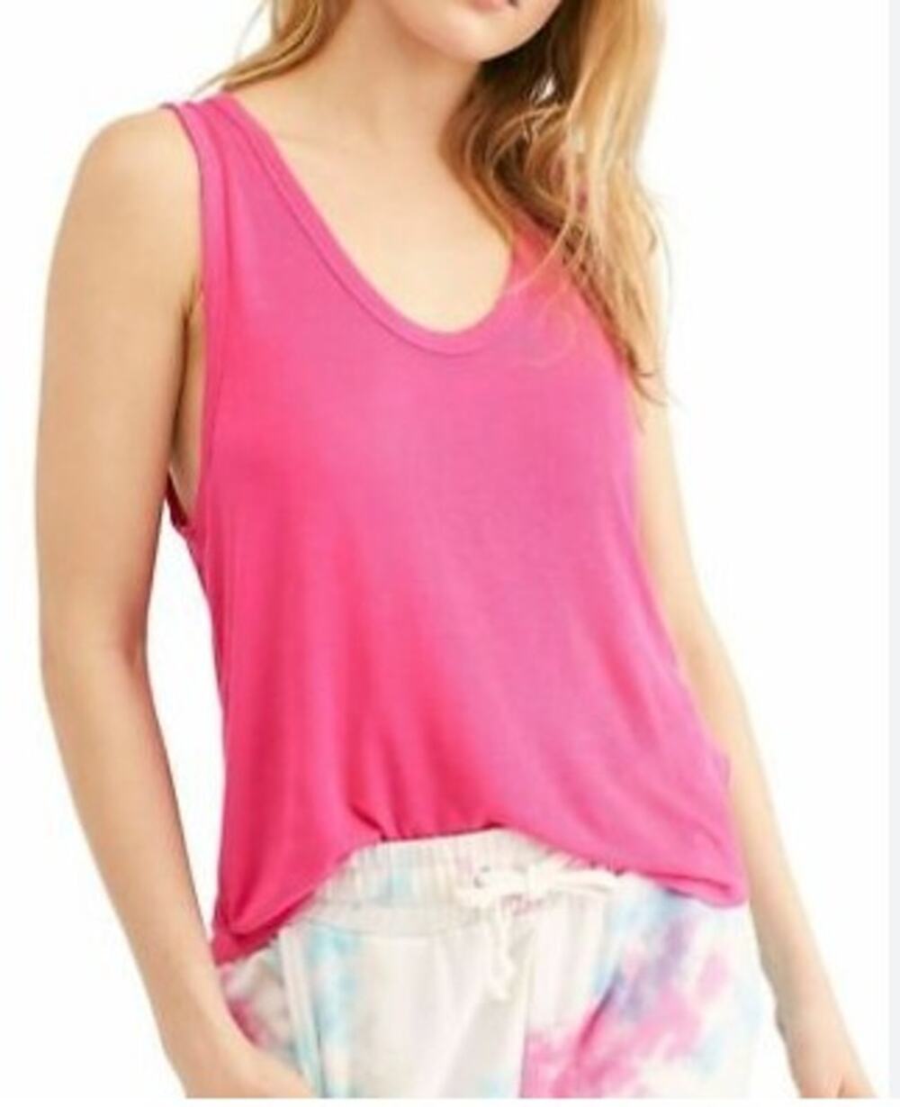 Free People Tan The Plunge Tank Pink Small Boho Summer Beach